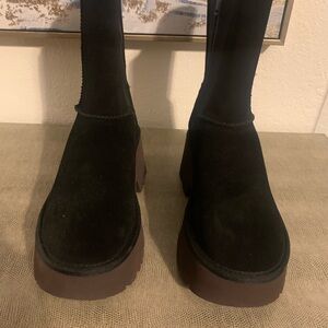 UGG Black Ankle Boots with Brown Sole